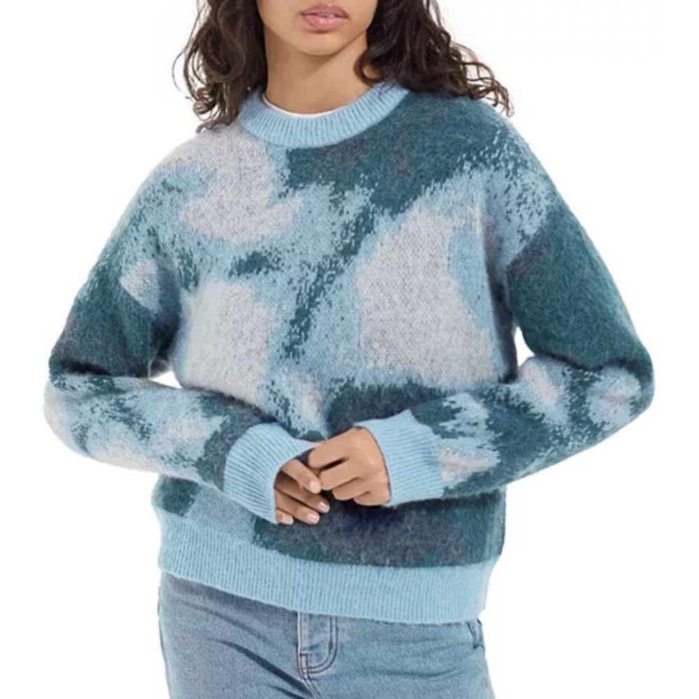 THE KOOPLES Blue Round-neck jacquard wool-blend sweater Medium